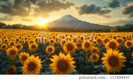 富士山和向日葵田 - 壯觀的夏日景色 117899447