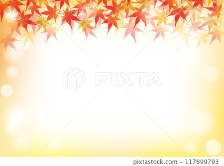 Autumn frame with falling maple leaves background material 37-2 117899793
