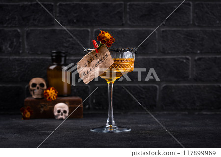 Halloween cocktail orange pumpkin martini 117899969