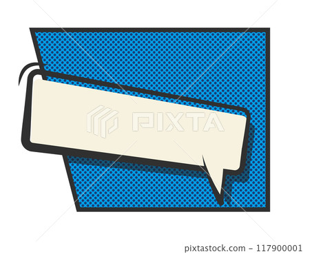 Speech bubble, American comic, frame, polka dot pattern, horizontal, blue 117900001