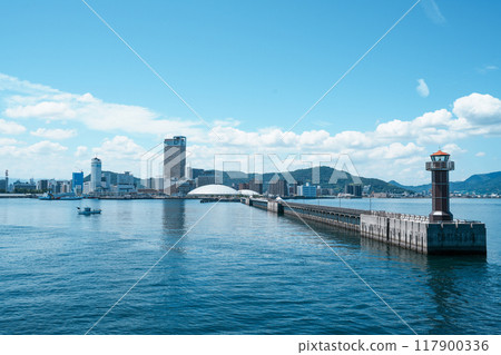 View of Sunport Takamatsu, Kagawa Prefecture (from a ferry sailing) View of Sunport Takamatsu, Kagawa Prefecture (from a ferry sailing) 117900336