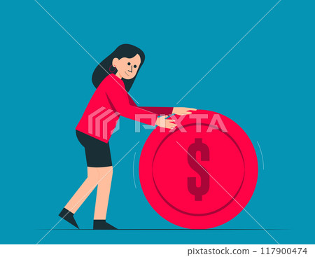 Money increasing and financial success concept illustration. Collections of successfully rich character managing finance, savings and investments Money increasing and financial success concept illustration. Collections of successfully rich character managing finance, savings and investments 117900474