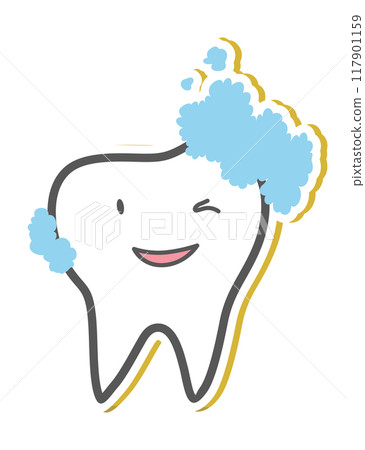 Teeth care and hygiene concept. Healthy happy teeth. Vector illustration 117901159