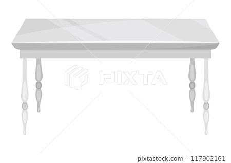 Table furniture of wood, interior wooden desk. Empty wooden table isolated illustration on white background. Vector illustration of platform or stand Table furniture of wood, interior wooden desk. Empty wooden table isolated illustration on white background. Vector illustration of platform or stand 117902161
