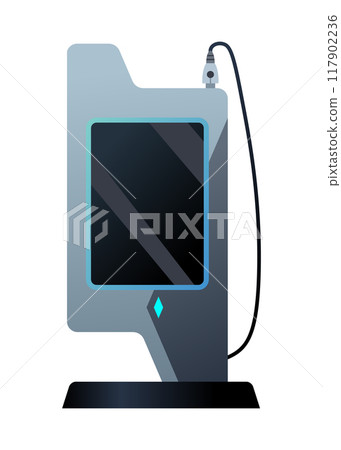 Car charger icon. Electromobile charging station, alternative fuel. Ev electric, clean energy of the future. Vector illustration in flat style, modern design 117902236