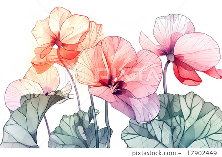 美麗綻放的仙客來花 117902449