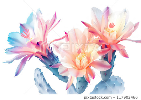 美麗綻放的仙人掌花 117902466