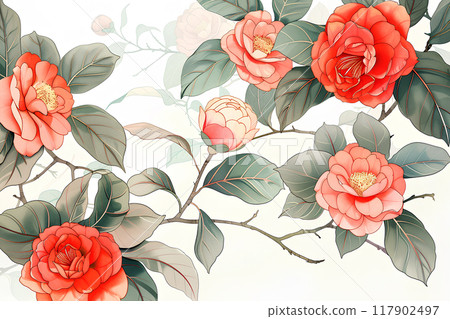 Beautiful camellia flowers 117902497