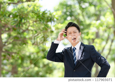 Businessman Trouble Fresh greenery Businessman Trouble Fresh greenery 117903071