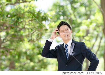 Businessman Trouble Fresh greenery Businessman Trouble Fresh greenery 117903072