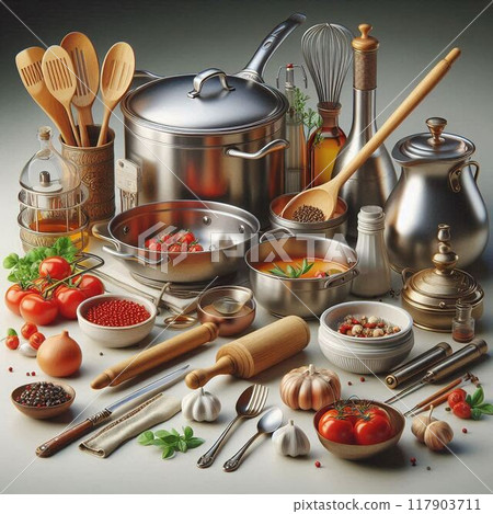Various cooking utensils illustrations 117903711