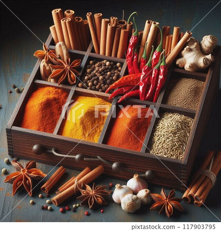 各種香料。插畫 117903795