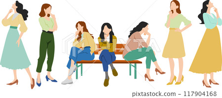 Illustration of a woman thinking Illustration of a woman thinking 117904168