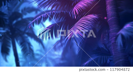 Palm trees in summer. Nature concept in futuristic neon style. 117904872