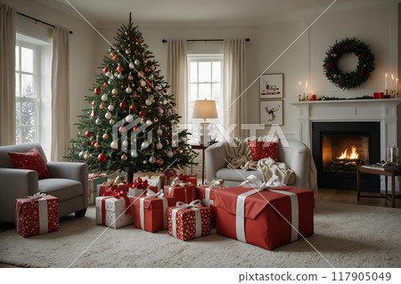 聖誕華麗客廳AI生成圖像 聖誕華麗客廳AI生成圖像 117905049