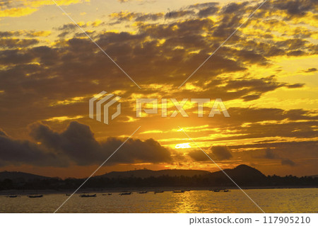 A breathtaking sunrise near Mandalika, Lombok, Indonesia. 117905210