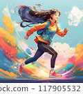A girl running forward towards her dreams 117905532