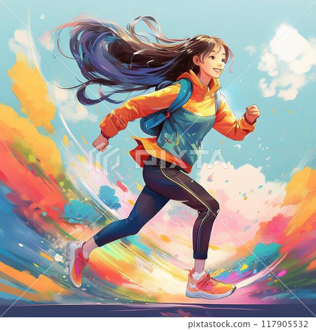 A girl running forward towards her dreams 117905532