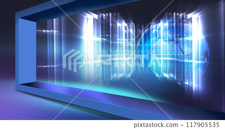 Abstract background with 3d frame and light effect on earth globe concept series 1673 117905535