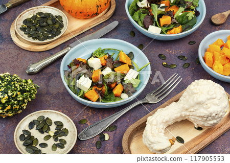 Autumn pumpkin salad. Autumn pumpkin salad. 117905553