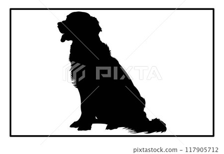 Golden Retriever dog Silhouette, Graceful Canine Profile in Illustration, Golden Retriever black silhouette stock. 117905712