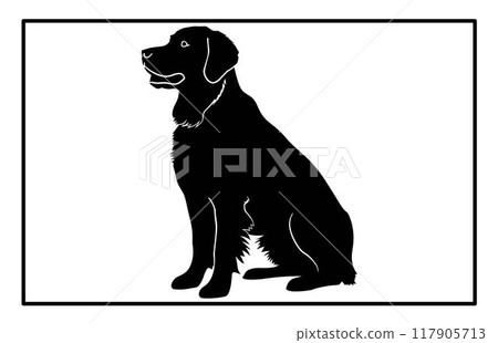 Golden Retriever dog Silhouette, Graceful Canine Profile in Illustration, Golden Retriever black silhouette stock. 117905713