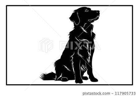 Golden Retriever dog Silhouette, Graceful Canine Profile in Illustration, Golden Retriever black silhouette stock. Golden Retriever dog Silhouette, Graceful Canine Profile in Illustration, Golden Retriever black silhouette stock. 117905733