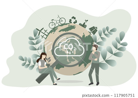 The idea of reducing CO2 emissions to limit global warming. The idea of reducing CO2 emissions to limit global warming. 117905751