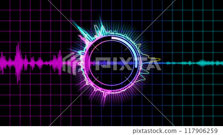 Hologram audio spectrum Hologram audio spectrum 117906259