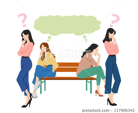 Illustration of a woman thinking Illustration of a woman thinking 117906342