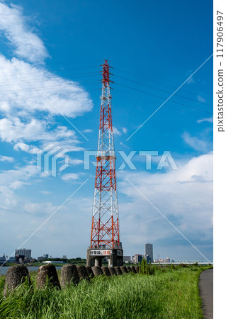 blue sky and tower 117906497
