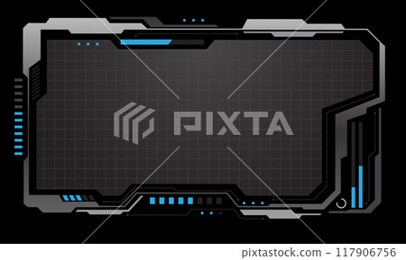 Hud frames white grey user interface elements design modern technology futuristic control panel screen digital hologram window gaming menu touching cyber monitor set on black background vector Hud frames white grey user interface elements design modern technology futuristic control panel screen digital hologram window gaming menu touching cyber monitor set on black background vector 117906756