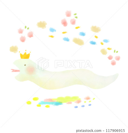 可愛的白蛇插畫新年卡片素材 可愛的白蛇插畫新年卡片素材 117906915