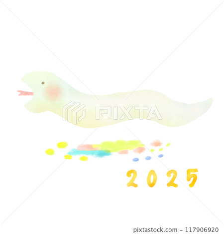Cute white snake illustration New Year's card material Cute white snake illustration New Year's card material 117906920