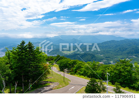 從北海道藻岩山的展望台看到夏天的札幌 從北海道藻岩山的展望台看到夏天的札幌 117906951