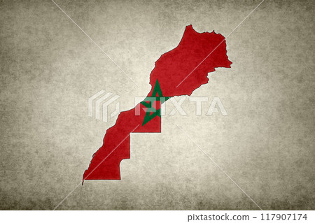 Map of Morocco with its flag on a paper Map of Morocco with its flag on a paper 117907174
