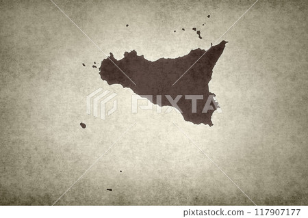 Map of Sicily on a paper 117907177