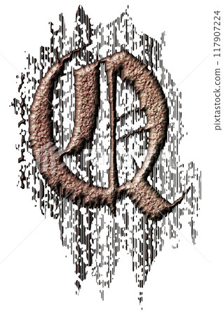 3D rendered illustration. Grungy gothic letter. Art blackletter font. 3D rendered illustration. Grungy gothic letter. Art blackletter font. 117907224
