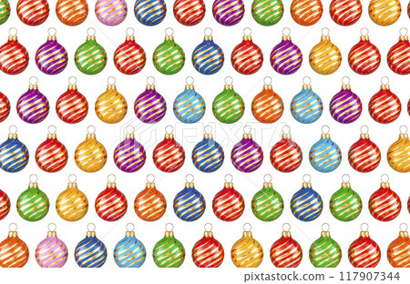 Background from Christmas balls, ornaments. 3D rendering Background from Christmas balls, ornaments. 3D rendering 117907344