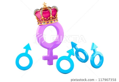 Matriarchy or Feminism, concept. 3D rendering Matriarchy or Feminism, concept. 3D rendering 117907358