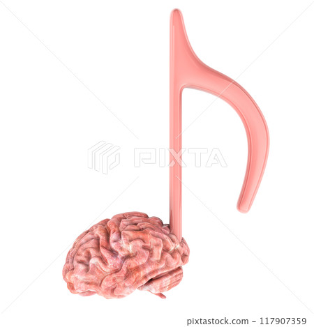 Music note with brain, 3D rendering Music note with brain, 3D rendering 117907359