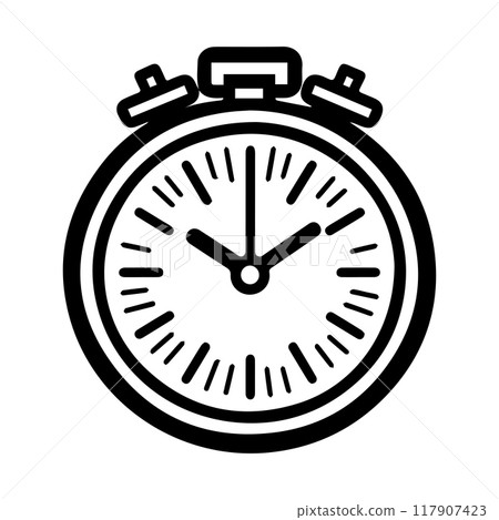 Stopwatch icon or modern line symbol. Vector line art and icon design with bold outline. Black and white Pixel Perfect minimalistic symbol isolated white background. Silhouette simple thin sign Stopwatch icon or modern line symbol. Vector line art and icon design with bold outline. Black and white Pixel Perfect minimalistic symbol isolated white background. Silhouette simple thin sign 117907423