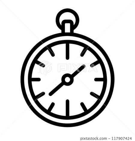 Stopwatch icon or modern line symbol. Vector line art and icon design with bold outline. Black and white Pixel Perfect minimalistic symbol isolated white background. Silhouette simple thin sign Stopwatch icon or modern line symbol. Vector line art and icon design with bold outline. Black and white Pixel Perfect minimalistic symbol isolated white background. Silhouette simple thin sign 117907424