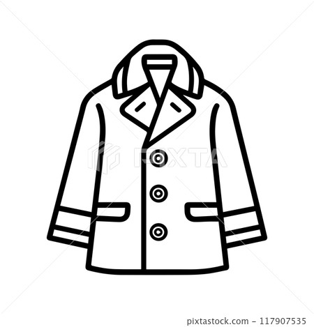 coat icon or modern line symbol. Vector line art and icon design with bold outline. Black and white Pixel Perfect minimalistic symbol isolated white background. Silhouette simple thin sign 117907535