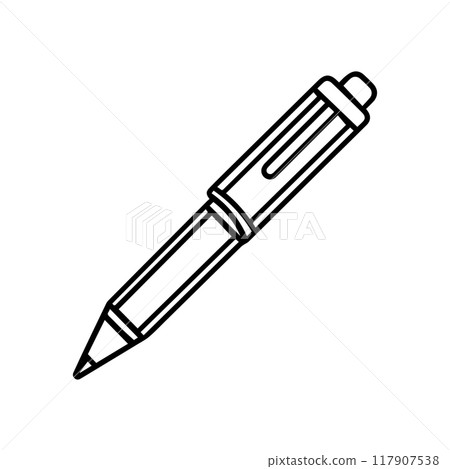 Pen icon or modern line symbol. Vector line art and icon design with bold outline. Black and white Pixel Perfect minimalistic symbol isolated white background. Silhouette simple thin sign 117907538