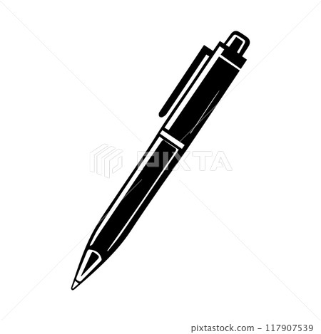Pen icon or modern line symbol. Vector line art and icon design with bold outline. Black and white Pixel Perfect minimalistic symbol isolated white background. Silhouette simple thin sign 117907539