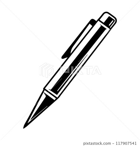 Pen icon or modern line symbol. Vector line art and icon design with bold outline. Black and white Pixel Perfect minimalistic symbol isolated white background. Silhouette simple thin sign Pen icon or modern line symbol. Vector line art and icon design with bold outline. Black and white Pixel Perfect minimalistic symbol isolated white background. Silhouette simple thin sign 117907541