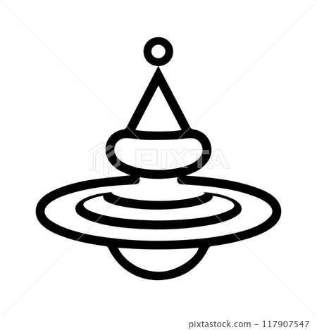 Spinning Top icon or modern line symbol. Vector line art and icon design with bold outline. Black and white Pixel Perfect minimalistic symbol isolated white background. Silhouette simple thin sign 117907547