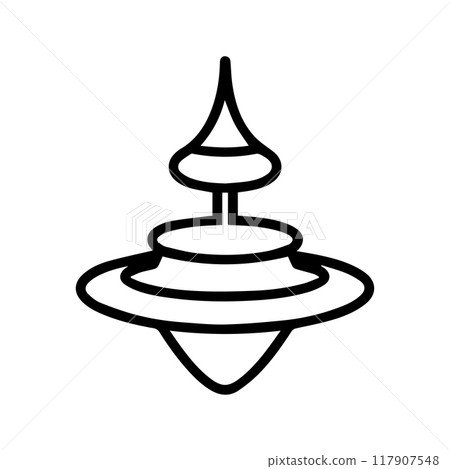 Spinning Top icon or modern line symbol. Vector line art and icon design with bold outline. Black and white Pixel Perfect minimalistic symbol isolated white background. Silhouette simple thin sign 117907548