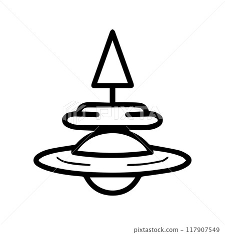 Spinning Top icon or modern line symbol. Vector line art and icon design with bold outline. Black and white Pixel Perfect minimalistic symbol isolated white background. Silhouette simple thin sign 117907549